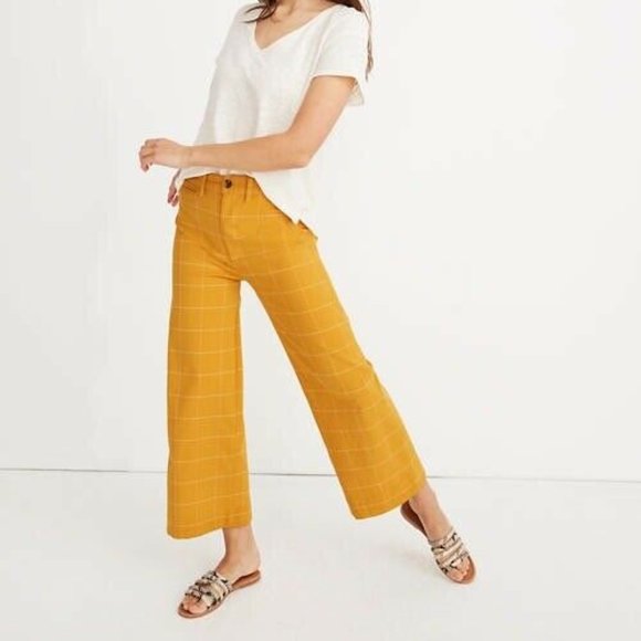 Madewell Pants - NEW Madewell Emmett Wide Leg Crops In Windowpane